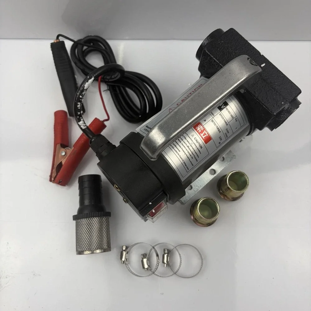 24V DC Electric Diesel Fuel Transfer Pump Self Priming Oil Pump Kit Clips Hose
